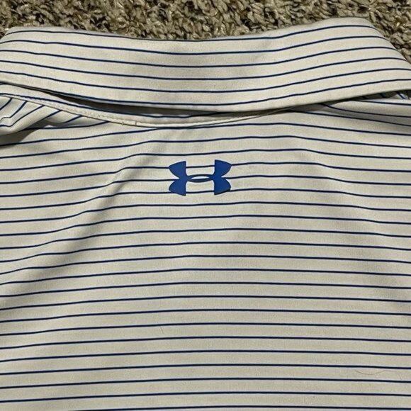 Under Armour Mens Polo White with Blue Size: 2XL, Stripe - Picture 6 of 7
